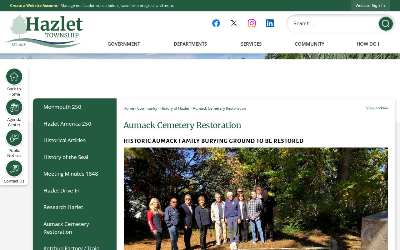 Hazlet city directory family-history context from Aumack Cemetery deed records