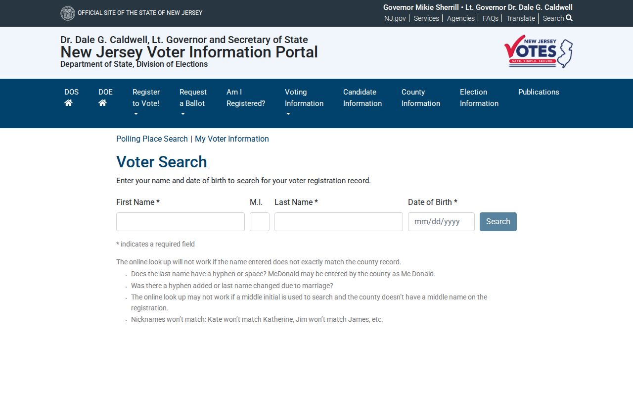 Hazlet residents directory view of the New Jersey voter lookup